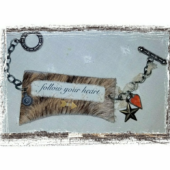 Rustic Leather Bracelet Cuff - Picture 6 of 8